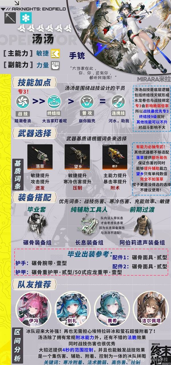 《明日方舟终末地》汤汤详细培养一图流